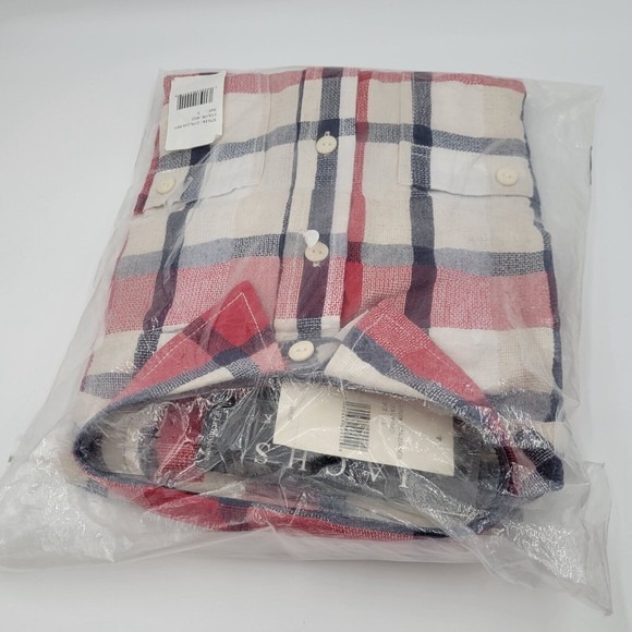 Jachs New York Men's Size Small Flannel Shirt Plaid Red Long Sleeve Button Down - Picture 8 of 14